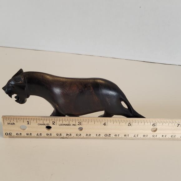 Hand Carved Wood Lion Figurine Safari Jungle Decor 6" Animal Statue  READ - Picture 5 of 13